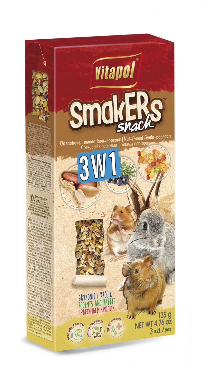 STANDARD Smakers 3 in 1 (nut/forest fruits/popcorn) for rodens and rabbit2pcs 135g