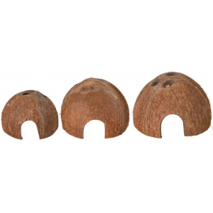 Set of coconut hideaway homes, 3 pieces, ø 8/10/12 cm