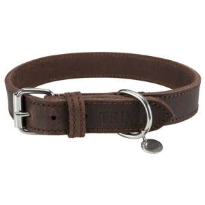 Rustic fatleather collar, M–L: 42–48 cm/25 mm, dark brown