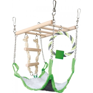 Suspension bridge, hammock/toy, hamster, wood/rope, 17 × 22 × 15 cm