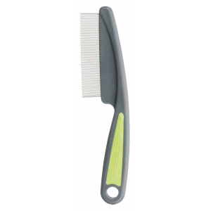 Flea and dust comb, plastic/metal prongs, 15 cm, green