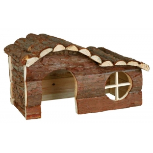 Hanna house, guinea pigs, bark wood, 31 × 19 × 19 cm
