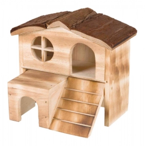 Kasja house, hamsters, bark wood/flamed, 17 × 15 × 13 cm
