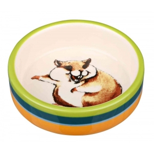 Bowl, comic-hamster, ceramic, 80 ml/ø 8 cm, multi coloured/cream