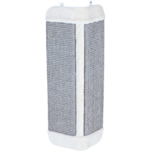 Scratching board XL f. corners, sisal/plush., catnip, 32 × 60 cm, grey/light grey