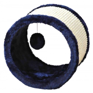 Playing roll, plush/sisal, ø 23 × 20 cm, blue/natural