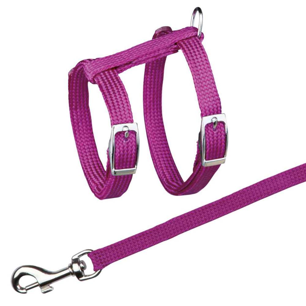 cat harness + leash ziggi pink 20-35cm 10mm