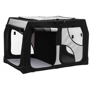 Vario Double Mobile kennel, S: 91 × 60 × 61/57 cm, black/grey