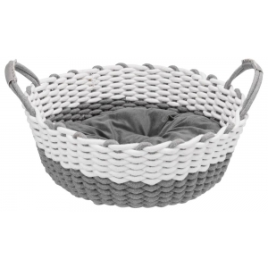 Nabou basket, round, rope, ø 55 cm, grey/white
