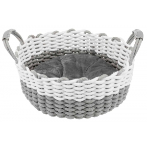 Nabou basket, round, rope, ø 45 cm, grey/white