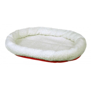 Bed, round, 47 × 38 cm, wool-white/red