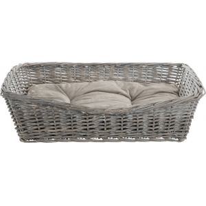 BE NORDIC basket with cushion, wicker, 50 × 37 cm, grey