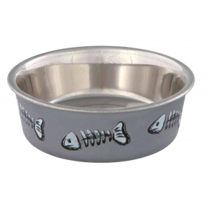 Bowl, fishbone, stainl. st./plastic/rubber base ring, 0.25 l/ø 12 cm