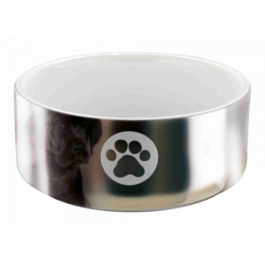 Bowl, paw, ceramic, 0.3 l/ø 12 cm, silver/white