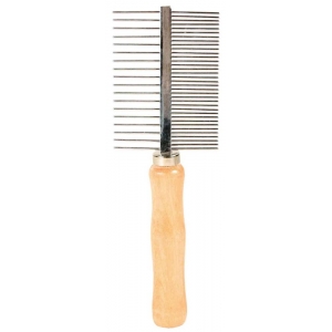 Comb, double-sided medium/coarse, wood/metal prongs, 17 cm