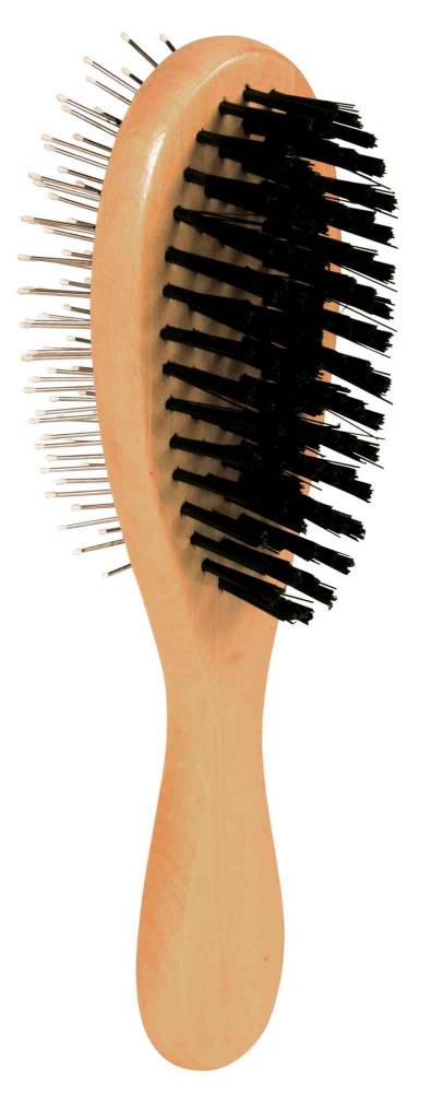 Brush, double-sided, wood/nylon & wire bristles, 6 × 21 cm