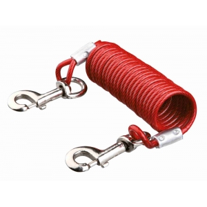 Tie out cable with coiled cable, 5 m, red