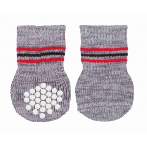 Dog socks, non-slip, L, 2 pcs., grey