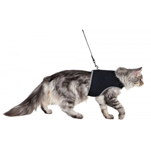 Soft harness cat, with leash XXL, 36–54 cm, 1.20 m, black