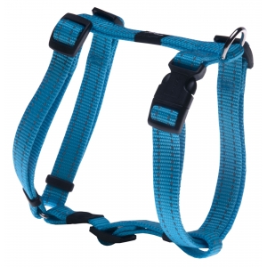 Rogz Utility Medium 16mm Snake Dog H-Harness, Turquoise Reflective