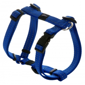 Rogz Utility Medium 16mm Snake Dog H-Harness, Blue Reflective