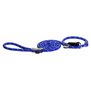 Rogz Rope Large 12mm 1.8m Long Moxon Dog Rope Lead, Blue Reflective