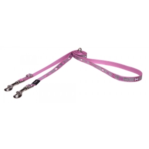 Rogz Pupz Reflecto Small 12mm Reflective Multi-Purpose Puppy Lead, Pink Bones Design