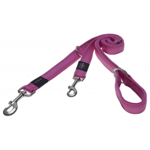 Rogz Utility Medium 16mm Snake Multi-Purpose Dog Lead, Pink Reflective