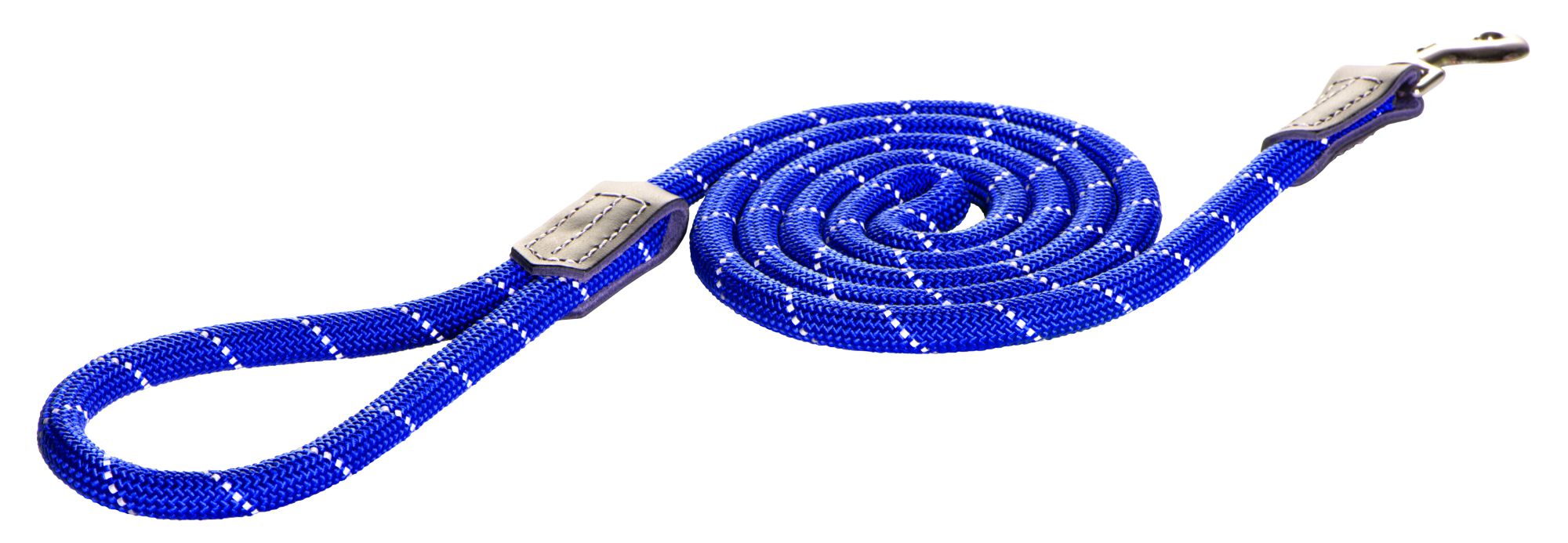 Rogz Rope Large 12mm 1.8m Long Fixed Dog Rope Lead, Blue Reflective