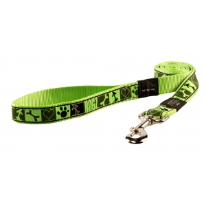 Rogz Fancy Dress Extra Large 25mm Armed Response Fixed Dog Lead, Lime Juice Design
