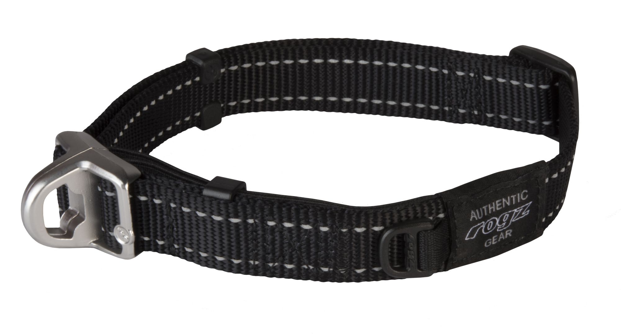 Rogz Utility Large 20mm Fanbelt Safety Collar, Black Reflective