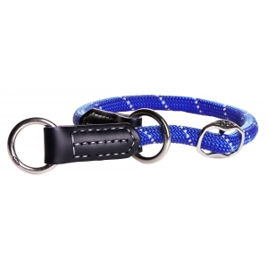 Rogz Rope Large 12mm Adjustable Neck Size 45-55cm Dog Collar, Blue Reflective