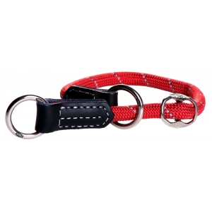 Rogz Rope Large 12mm Adjustable Neck Size 40-45cm Dog Collar, Red Reflective