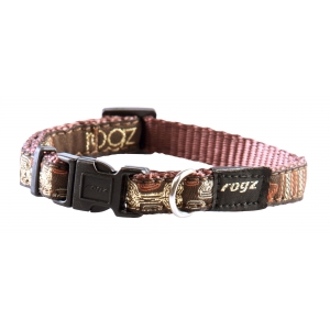 Rogz Fancy Dress Medium 16mm Scooter Dog Collar, Mocha Bone Design