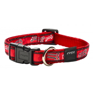 Rogz Fancy Dress Medium 16mm Scooter Dog Collar, Red Rogz Bone Design