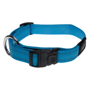 Rogz Utility Large 20mm Fanbelt Dog Collar, Turquoise Reflective