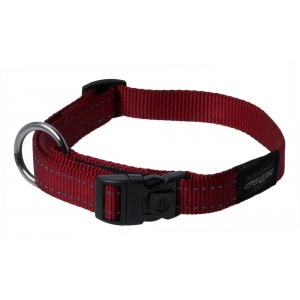 Rogz Utility Large 20mm Fanbelt Dog Collar, Red Reflective