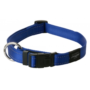 Rogz Utility Large 20mm Fanbelt Dog Collar, Blue Reflective