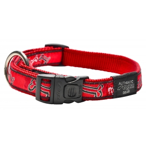 Rogz Fancy Dress Large 20mm Beach Bum Dog Collar, Red Rogz Bone Design