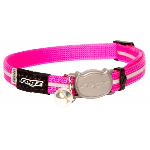 Rogz Catz 11mm Small AlleyCat Reflective Breakaway Safeloc Buckle Cat Collar, Pink