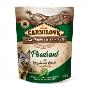 CarniLove pouch  Pheasant / Raspberry Leaves einekotike koertele 300g
