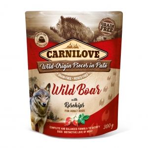 CarniLove pouch Pate Wild Boar Rosehips einekotike koertele 300g