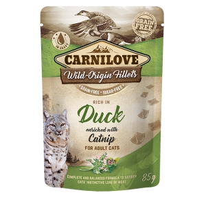 CarniLove Cat Pouch Duck with Catnip einekotike kassidele 85g