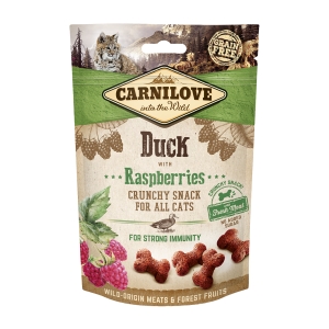 CarniLove Cat Snack Duck with raspberries närimismaiused kassile 50g