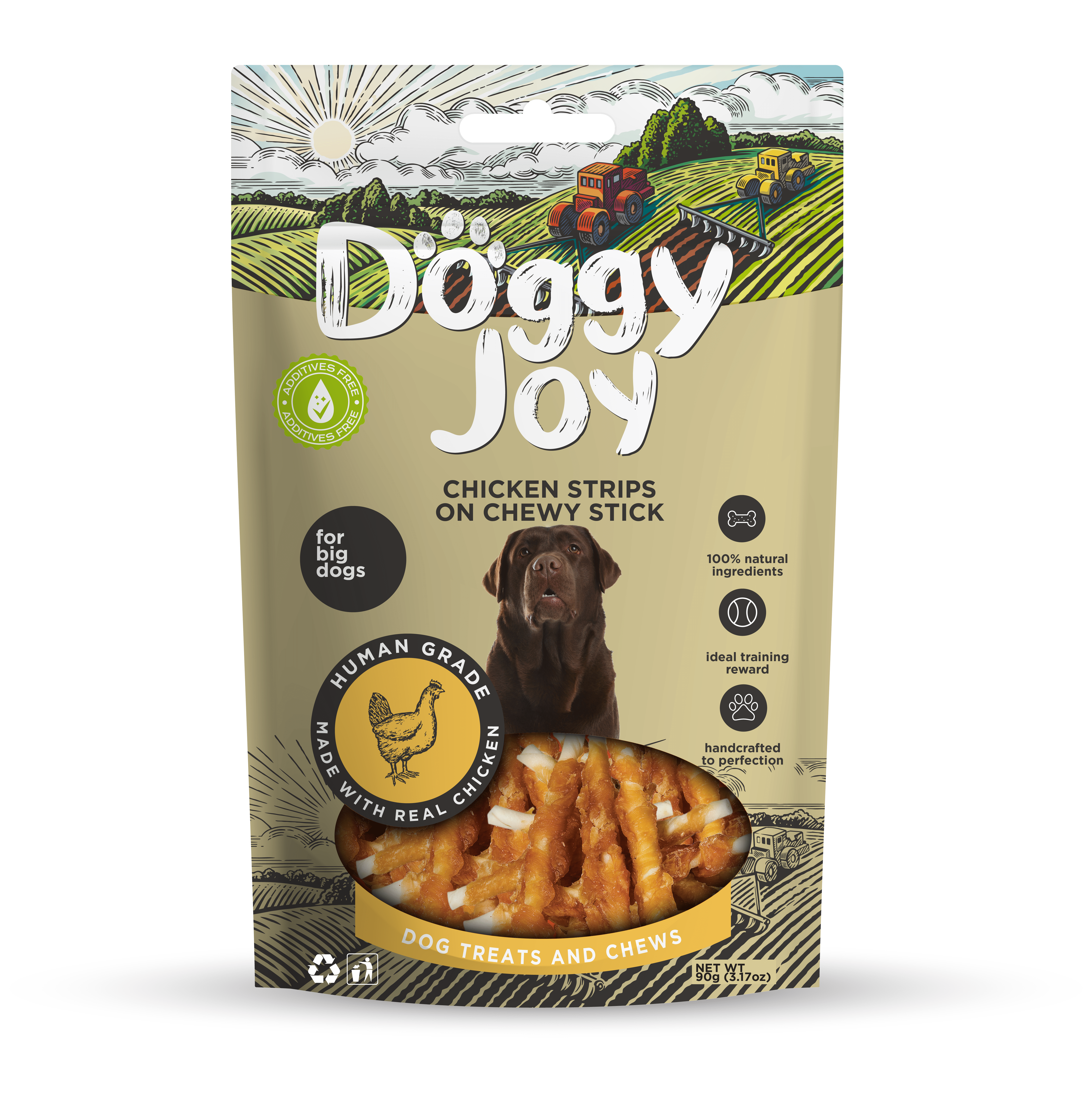 Doggy Joy Chicken strips on chewy stick närimismaiused koertele 90g