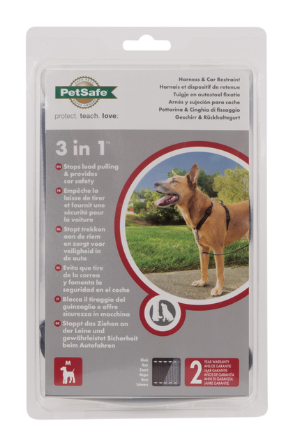 PetSafe 3 in 1™ traksid ja auto turvarihm M, must