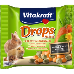 Vitakraft väikelooma maius Drops Mini porgandi ja võilillega, 40 g