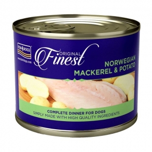 Консервы для собак Fish4Dogs Finest Mackerel, норвежская скумбрия, картофель, 185г 185 g