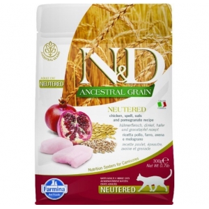 Farmina N&D Ancestral Grain Neutered Cat Adult Chicken & Pomegranate 300gr