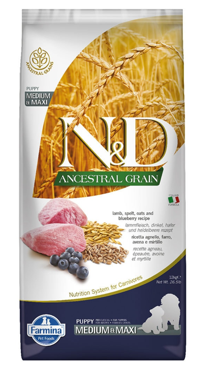 Farmina N&D Ancestral Grain Medium & Maxi Puppy Lamb 12kg